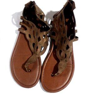 Justice Women Gladiator Cutout Sandals Size 8 – Back Zipper Flat Summer Shoes